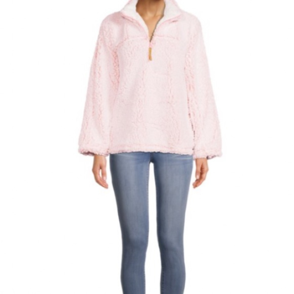 Women's Sherpa Pullover Vegan Cruelty Free Pink Size Large Brand New with tags